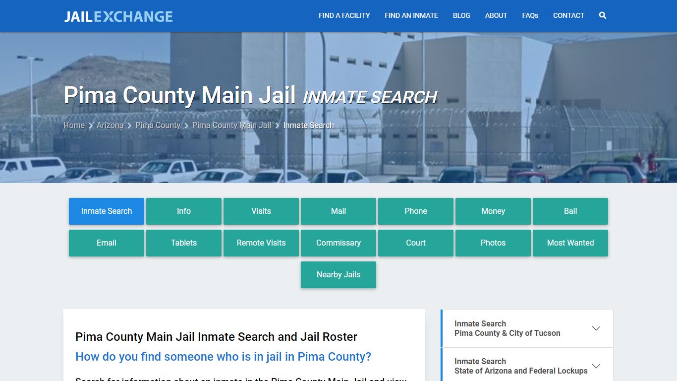 Inmate Search: Roster & Mugshots - Pima County Main Jail, AZ